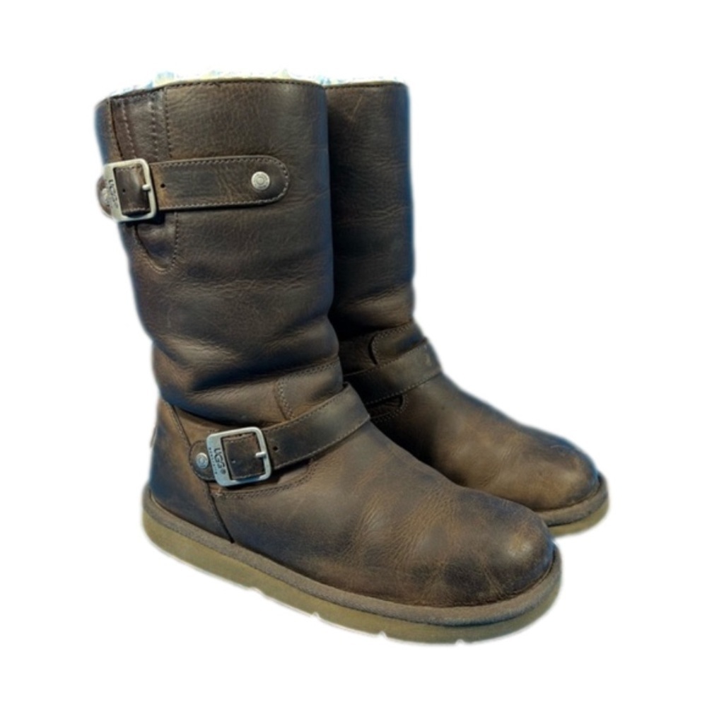 UGG Brown Ankle Boots with Buckle Detail